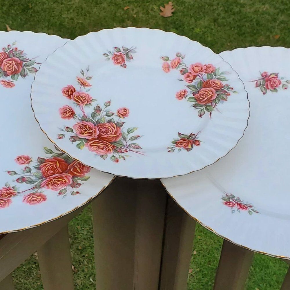 3 Plates Royal Albert Centennial Rose 2 Dinner 1 Salad Plate Bone China England
